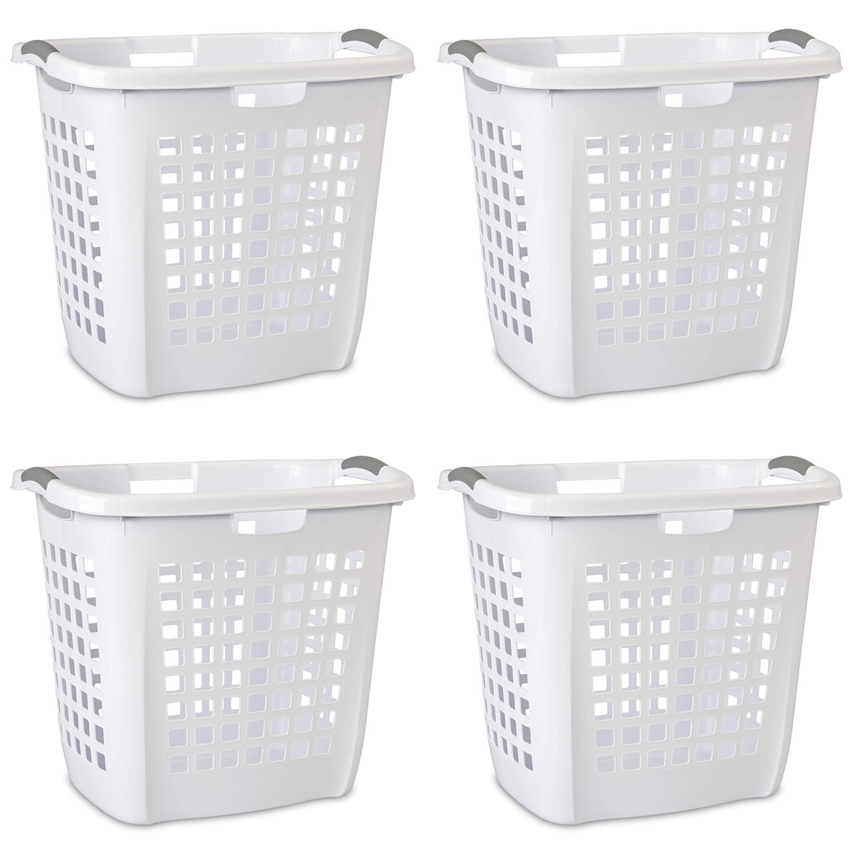 Sterilite Ultra Easy Carry Laundry Hamper, Comfort Handles to Easily Carry Clothes to Laundry Room (Set of 4)